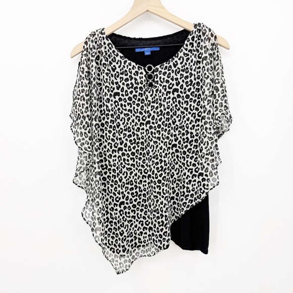 Apt. 9 Tops - APT 9 Leopard Layered Blouse Poncho Sheer Overlay Asymmetrical XL Y2k Mob Wife
